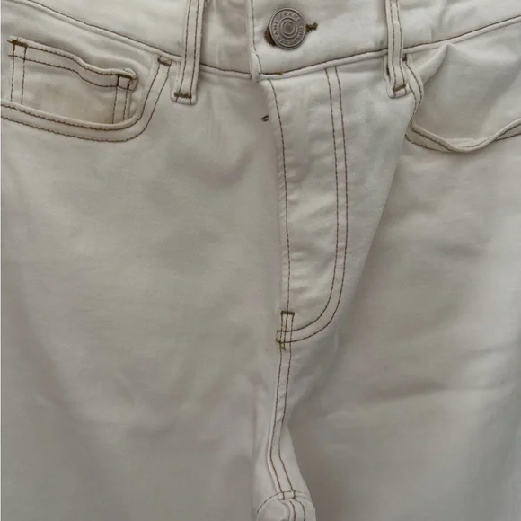 Frame Denim Ivory Le Palazzo Crop Raw Hem Wide Leg Jeans - Picture 2 of 7